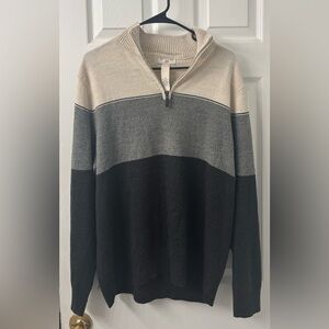 Dockers Quarter Zip Sweater Black, Gray, and Beige Men’s Large
